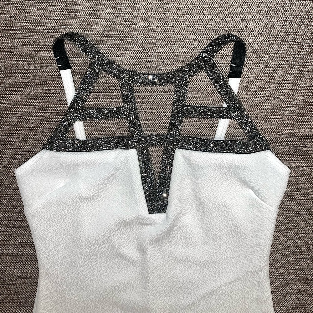 Charlotte Russe White and gray sparkly geometric moon rock mini cocktail dress! - Picture 8 of 15